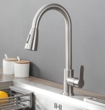 Vòi Rửa Chén Nóng Lạnh Dây Rút Inox 304 Mờ Lanka VRCNL03