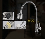VÒI RỬA CHÉN LÒ XO BẺ, XOAY INOX 304 MỜ LANKA VRCL02