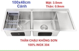 CHẬU RỬA CHÉN INOX 304 KHÔNG SƠN 1 CÁNH CHỜ