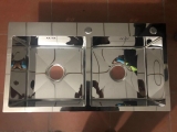 CHẬU RỬA CHÉN 2 HỘC INOX 201 SÁNG BÓNG 8245DT LANKA