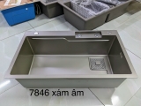 Combo Chậu Rửa Chén 1 Hộc + Vòi Rửa Chén Thác Nước Inox Phủ Nano Xám 7846