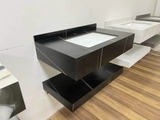 Kệ Lavabo 2 Tầng Đen Vân Vàng Chống Trầy Kèm Lavabo Âm 80x50