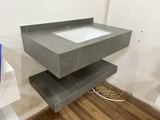 Kệ Lavabo 2 Tầng Xám Vân Mây Chống Trầy Kèm Lavabo Âm 80x47