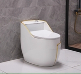 BỒN CẦU TRỨNG 1 KHỐI Nắp UF C8008D LANKA  [Trắng Viền Vàng]