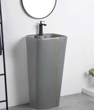 Lavabo trụ đứng liền khối mã P141 [Xám Viền Vàng]