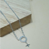 Glittering circle x tiny star necklace