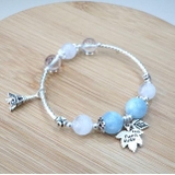 Aquamarine mix White Quartz bracelet