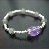 Black Rutilated Quartz mix Amethyst bracelet