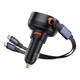 Tẩu sạc ô tô tích hợp dây cáp rút gọn Baseus Enjoyment Pro Car Charger U+Retractable Type-C Cable 60W