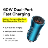 Tẩu sạc ô tô 60W Baseus Golden Contactor Max Dual Fast Charger Car Charger