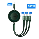 Cáp sạc dây rút 3 đầu Baseus Bright Mirror 2 Series Retractable Type-C to M+L+C 100W 1.1m