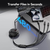 Cáp Sạc Dây Rút Đa Năng 3-in-1 C to L+2C VENTION TRK 100W