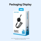 Cáp Sạc Dây Rút Đa Năng 3-in-1 C to L+2C VENTION TRK 100W