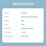 Đế giữ điện thoại/Tablet bằng kim loại xoay 360 độ VENTION KSD