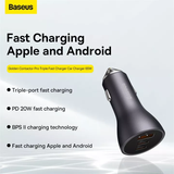 Tẩu sạc ô tô 65W Baseus Golden Contactor Pro Triple Fast Charger Car Charger