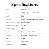 USB OTG USB-A 3.1 to USB-C VENTION CUAH0