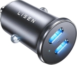 Bộ sạc xe hơi LISEN 90W Dual USB-C 45W+45W vỏ nhôm siêu nhỏ