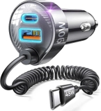 Bộ sạc xe hơi LISEN 90W kèm cáp lò xo USB-C 45W