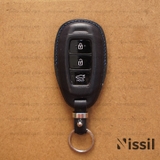 Bao da chìa khóa ô tô Hyundai Accent, Santafe, Kona - 3 nút - Dòng da Vachetta