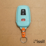 Bao da chìa khoá ô tô Toyota Cross  - 3 nút - Dòng da bê Epsom mix màu