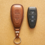 Bao da chìa khóa ô tô Ford Focus, EcoSport - 3 nút - Dòng da Vachetta