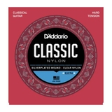 D'ADDARIO EJ27H STUDENT NYLON CLASSICAL GUITAR STRINGS, HARD TENSION, CLEAR/SILVERPLATED WOUND