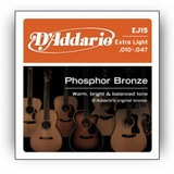 D'ADDARIO EJ15 PHOSPHOR BRONZE ACOUSTIC GUITAR STRINGS, EXTRA LIGHT, 10-47