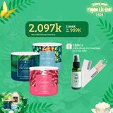 Combo - Mua 3 nến ly 3 bấc sáp đậu nành dòng Aromatherapy tặng chai xịt khử khuẩn và 2 hộp diêm