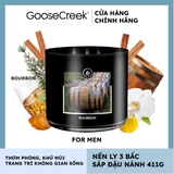 Nến thơm Goose Creek, Nến ly 3 bấc sáp đậu nành, Dòng For men, Mùi Bourbon