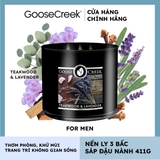 Nến thơm Goose Creek, Nến ly 3 bấc sáp đậu nành, Dòng For men, Mùi Taekwood & Lavender