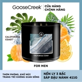 Nến thơm Goose Creek, Nến ly 3 bấc sáp đậu nành, Dòng For men, Mùi California Coast