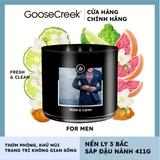 Nến thơm Goose Creek, Nến ly 3 bấc sáp đậu nành, Dòng For men, Mùi Fresh & Clean