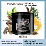Nến thơm Goose Creek, Nến ly 3 bấc sáp đậu nành, Dòng For men, Mùi Teakwood