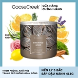 Nến thơm Goose Creek, Nến ly 3 bấc sáp đậu nành, Mùi Burlwood And Oak