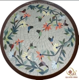 Bàn tròn khung gỗ mosaic gốm Hoa Viên QM-BT25