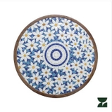 Bàn tròn khung sắt mosaic gốm Cúc Họa Mi QM-BTS04