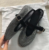 GIÀY LƯỚI QUAI NGANG BLING 525 MÀU ĐEN BẠC SIZE 36