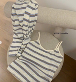 SET ÁO 2 DÂY KẺ KÈM CARDIGAN MỎNG WGWE 6850