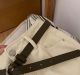 QUẦN JEANS ỐNG XUÔNG BE KÈM BELT W7781