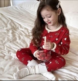 SET BỘ BÉ GÁI AMBB.KIDS ĐỎ IN HÌNH GẤU 24Y045