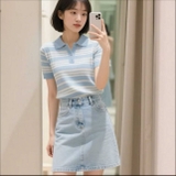 ÁO POLO LEN DỆT KIM MÀU XANH DƯƠNG KẺ GU 251-357414