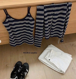 SET ÁO 2 DÂY KẺ KÈM CARDIGAN MỎNG WGWE 6850