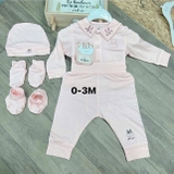 BỘ DÀI TAY KÈM MŨ + BAO TAY, BAO CHÂN SIZE 0-3M LSSCT160103
