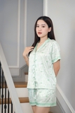 PIJAMA LỤA XANH PASTEL ( HÀNG THIẾT KẾ )