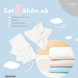 SET 5 KHĂN XÔ SỮA SỢI TRE MASA MÀU TRẮNG 20210007