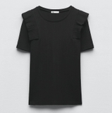 ÁO LEN NGẮN BÈO TAY ĐEN ZARA SIZE S 2298/011