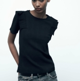 ÁO LEN NGẮN BÈO TAY ĐEN ZARA SIZE S 2298/011