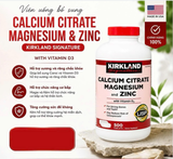 VIÊN UỐNG BỔ SUNG CANXI MAGNESIUM ZINC KIRKLAND 500V NẮP ĐỎ