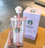 COMBO STARBUCKS 1 CHAI NƯỚC 250ML + 1 BÌNH THỦY TINH CHÂN MÈO 450ML