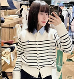 CARDIGAN GẤU WHOAU KẺ NGANG WHCKF1121F
